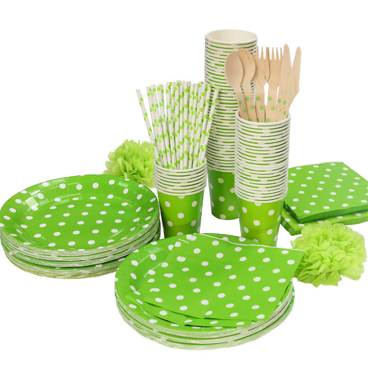 Promotion-Green-White-Polka-Dots-Tableware-Party-paper-plate-cups-napkins-paper-straw-without-Cutlery-Set Promotion-Green-White-Polka-Dots-Tableware-Party-paper-plate-cups-napkins-paper-straw-without-Cutlery-Set